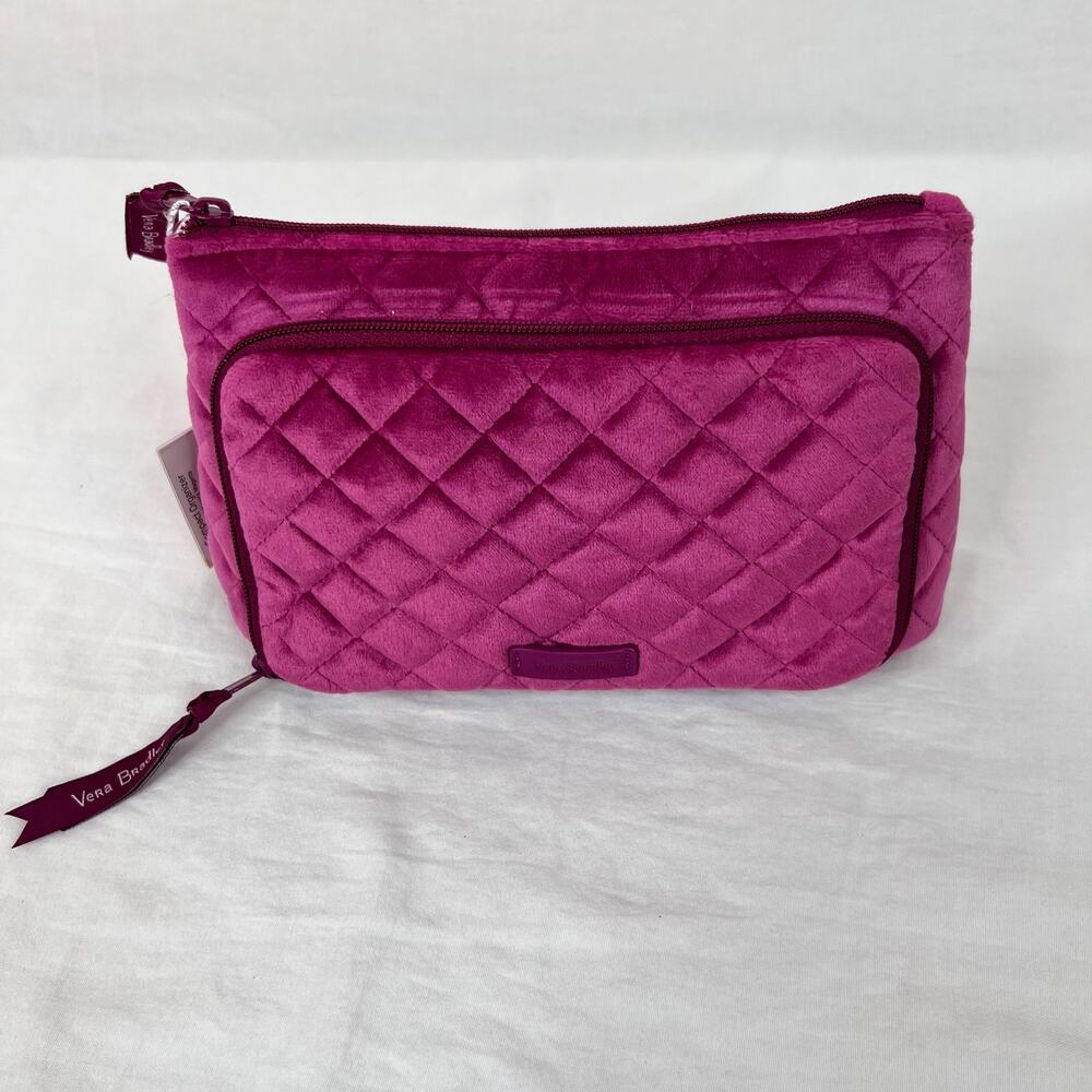 Vera Bradley Compact Organizer Zip Pouch Quilted Velvet Pink Majestic Magenta